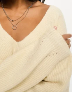 Threadbare Petite Fluffy V Neck Slouchy Jumper In