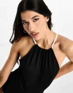 Threadbare Sporty High Neck Swimsuit In