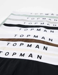 Topman 7 Pack Trunks In Black, White, Grey Marl And Neutrals