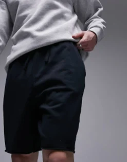 Topman Oversized Short With Raw Hem In Washed