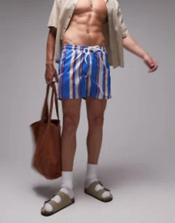 Topman Pastel Stripe Swim Short