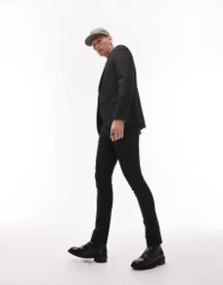 Topman Stretch Super Skinny Suit In Black