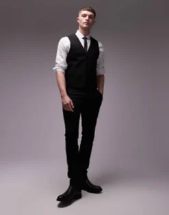 Topman Stretch Super Skinny Suit In Black