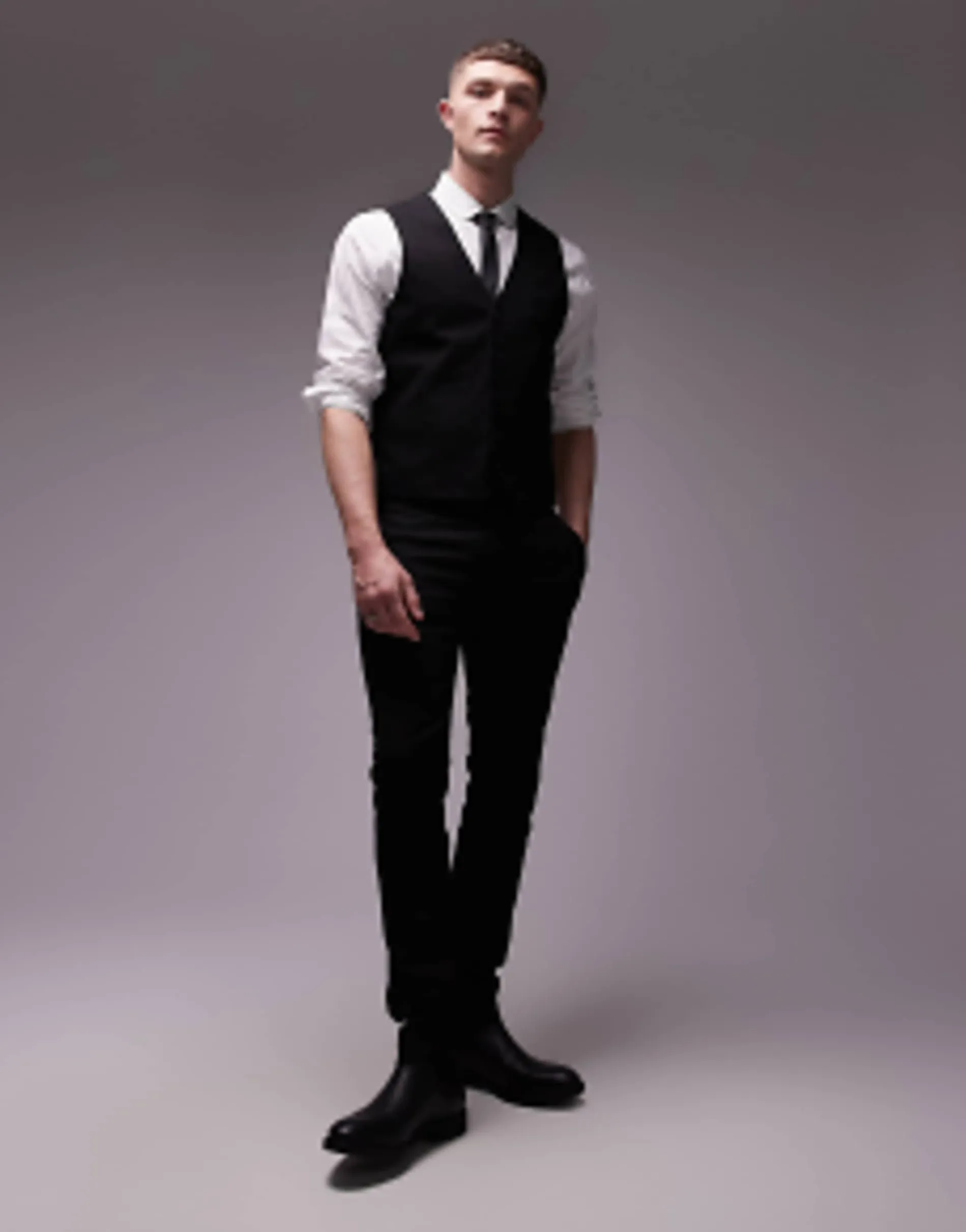 Topman Stretch Super Skinny Suit In Black