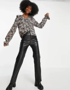 Topshop Animal Print Shirt In