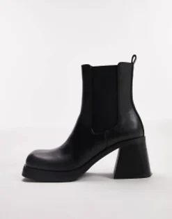 Topshop Bay Square Toe Heeled Chelsea Boot In
