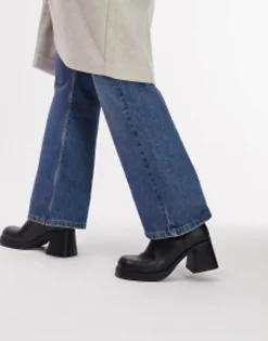 Topshop Bay Square Toe Heeled Chelsea Boot In