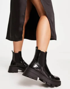 Topshop Bella Chunky Chelsea Boot In Croc