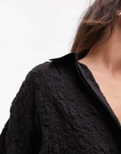 Topshop Crinkle Oversized Shirt In