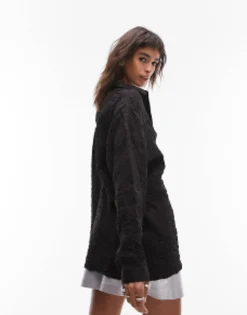 Topshop Crinkle Oversized Shirt In