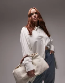 Topshop Curve Seersucker Shirt In