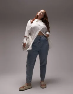 Topshop Curve Seersucker Shirt In