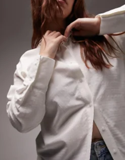 Topshop Curve Seersucker Shirt In
