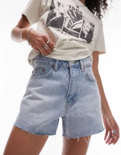 Topshop Denim A Line Mom Short In
