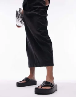 Topshop Gigi Toepost Sunken Footbed Sandal In Lizard