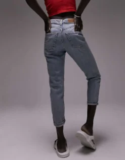 Topshop Petite Comfort Stretch Mom Jeans In