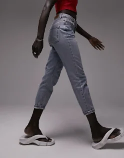 Topshop Petite Comfort Stretch Mom Jeans In