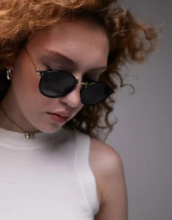 Topshop Plastic Round Sunglasses In