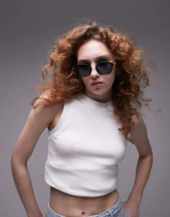 Topshop Plastic Round Sunglasses In