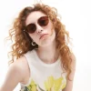 Topshop Plastic Round Sunglasses In Tort