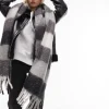 Topshop Scarlett Blanket Check Scarf In Black And Grey