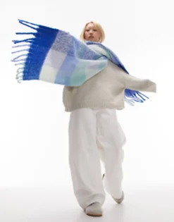 Topshop Scarlett Blanket Check Scarf In