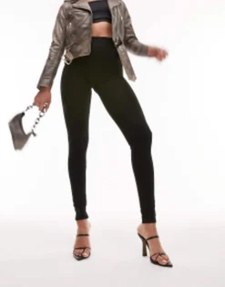 Topshop Tall Full Length Heavy Weight Legging With Deep Waistband In