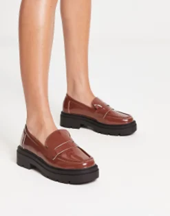 Truffle Collection Chunky Loafers In Choc