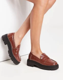 Truffle Collection Chunky Loafers In Choc