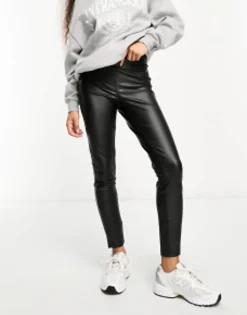 Vero Moda Petite Skinny Leather Look Legging In