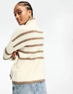 Vero Moda Tall High Neck Oversized Stripe Jumper In