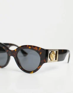 Versace Oversized Round Sunglasses In Tortoiseshell