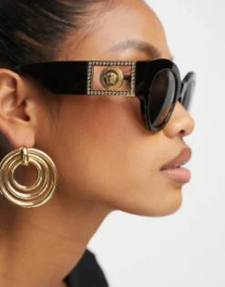 Versace Oversized Round Sunglasses In Tortoiseshell