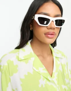 Versace Rectangle Festival Sunglasses With Gold Detail In