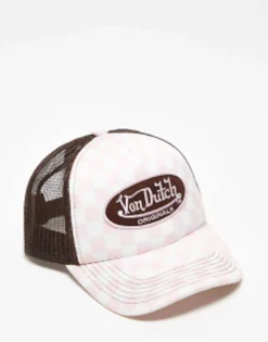 Von Dutch Tampa Trucker Cap In Checkerboard Print - Exclusive To Asos