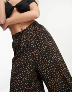 Wednesday'S Girl Smudge Spot Wide Leg Trousers In Black And Tan