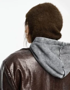 Weekday Unisex Hairy Knit Balaclava Hood In Exclusive To Asos